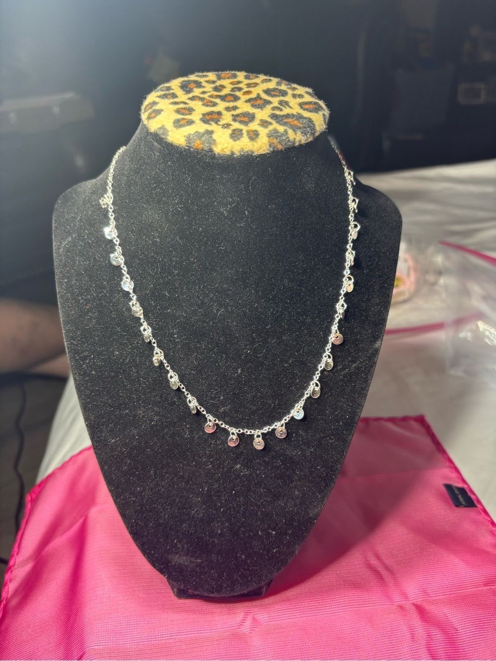 18” New Silver Dainty Disc Charm Necklace - Women's Jewelry